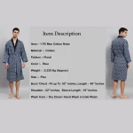 Beach Wear Blue Floral Print Cotton Bathrobe - Image 7