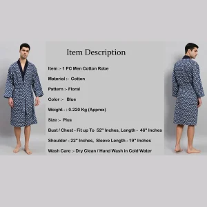 Beach Wear Blue Floral Print Cotton Bathrobe - Image 7