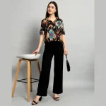 Beautiful Black Ikat Print Cotton Called Crop Tops
