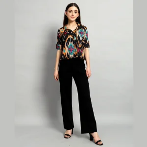 Beautiful Black Ikat Print Cotton Called Crop Tops - Image 6