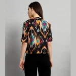 Beautiful Black Ikat Print Cotton Called Crop Tops - Image 7