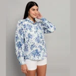 Beautiful Blue Floral Print Casual Cotton Shirts - Image 4