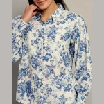 Beautiful Blue Floral Print Casual Cotton Shirts - Image 6