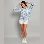 Beautiful Blue Floral Print Casual Cotton Shirts - Image 7