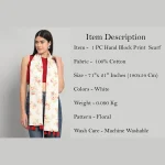 Beautiful Floral Print Soft Cotton Scarf For Women - Image 7