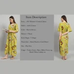 Beautiful Floral Print Women Kaftan Dress Parrot Green Fabric - Image 7