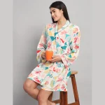 Beautiful Floral Printed Satin Silk Bath Robe