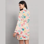 Beautiful Floral Printed Satin Silk Bath Robe - Image 7