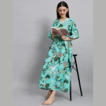 Beautiful Forest Print Cotton Kaftan Dress For Women's