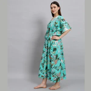 Beautiful Forest Print Cotton Kaftan Dress For Women's - Image 3