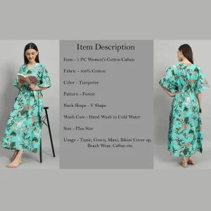 Beautiful Forest Print Cotton Kaftan Dress For Women's - Image 7
