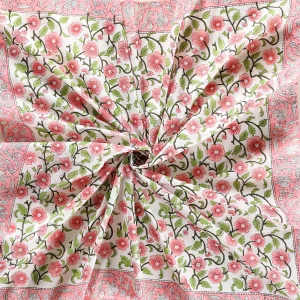 Beautiful Pink Floral Print Cotton Scarf For Women's - Image 3