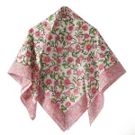 Beautiful Pink Floral Print Cotton Scarf For Women's - Image 2
