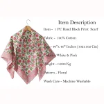 Beautiful Pink Floral Print Cotton Scarf For Women's - Image 7