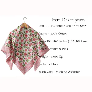 Beautiful Pink Floral Print Cotton Scarf For Women's - Image 7