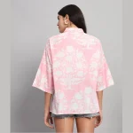 Beautiful Pink Floral Printed Cotton Oversized Shirt - Image 9