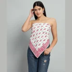 Beautiful Pink Leaf Print Cotton Scarves