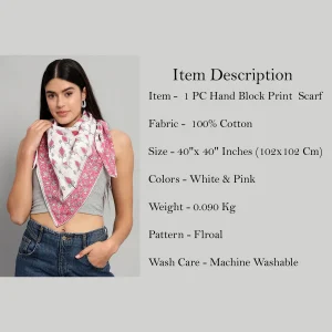 Beautiful Pink Leaf Print Cotton Scarves - Image 8