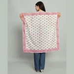 Beautiful Pink Leaf Print Cotton Scarves - Image 5