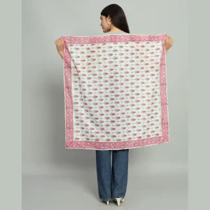 Beautiful Pink Leaf Print Cotton Scarves - Image 5