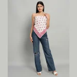 Beautiful Pink Leaf Print Cotton Scarves - Image 7