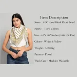 Beautiful Yellow Flora Printed Cotton Scarves - Image 9