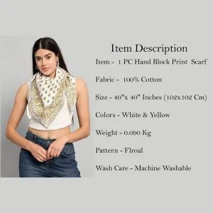 Beautiful Yellow Flora Printed Cotton Scarves - Image 9