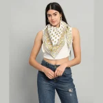 Beautiful Yellow Flora Printed Cotton Scarves - Image 2