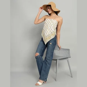 Beautiful Yellow Flora Printed Cotton Scarves - Image 6