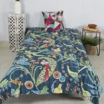 Bird Printed Bed Cover Twin Kantha Quilt Bedding Gudri