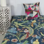 Bird Printed Bed Cover Twin Kantha Quilt Bedding Gudri - Image 2