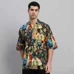 Black Farida Kahlo Printed Oversized Shirts - Image 2