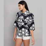 Black Floral Printed Oversized Casual Shirt - Image 4