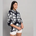 Black Floral Printed Oversized Casual Shirt - Image 3