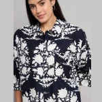 Black Floral Printed Oversized Casual Shirt - Image 8