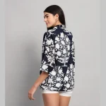 Black Floral Printed Oversized Casual Shirt - Image 9