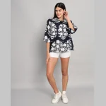 Black Floral Printed Oversized Casual Shirt - Image 5