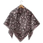 Black Floral Printed Square Scarf For Women Gift