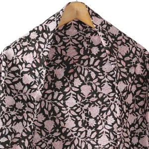 Black Floral Printed Square Scarf For Women Gift - Image 3