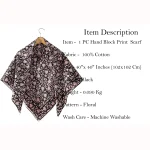 Black Floral Printed Square Scarf For Women Gift - Image 7