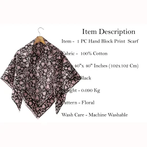 Black Floral Printed Square Scarf For Women Gift - Image 7