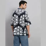 Black Oversized Shirt Men's Floral Print T-Shirt - Image 9