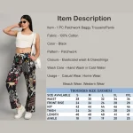 Black Patchwork Cotton Pants For Women - Image 8