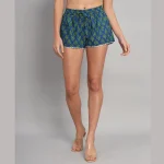 Blue Leaf Print Gym Shorts Pants - Image 3