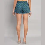 Blue Leaf Print Gym Shorts Pants - Image 7