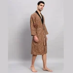 Brown Leopard Print Cotton Men's Bath Robe - Image 4