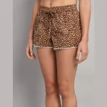 Brown Leopard Printed Cotton Shorts Pants - Image 5