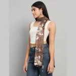 Brown Paisley Printed Women Long Scarves - Image 2