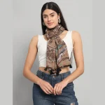 Brown Paisley Printed Women Long Scarves - Image 4