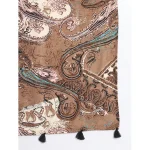 Brown Paisley Printed Women Long Scarves - Image 5